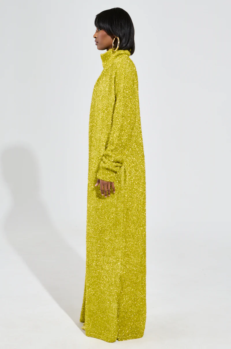 MOONLIGHT LONG TURTLENECK CARDIGAN IN GOLD - Image 5