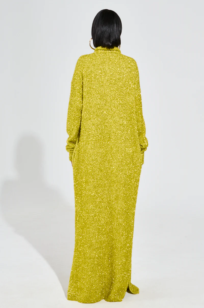 MOONLIGHT LONG TURTLENECK CARDIGAN IN GOLD - Image 6