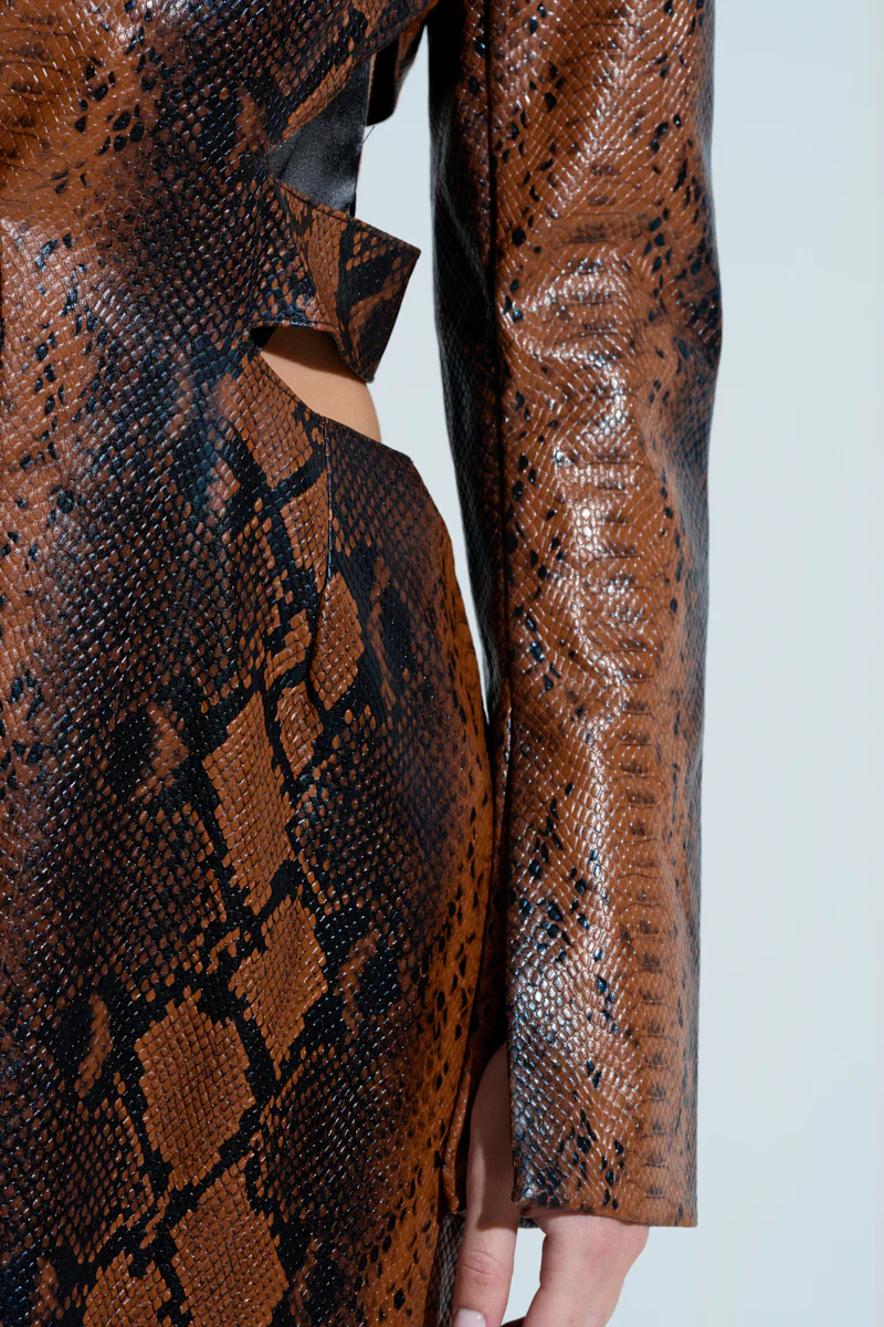 MORE LIFE CUTOUT FAUX LEATHER TRENCH - Image 6