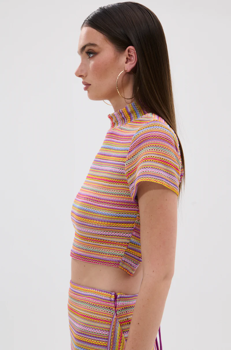 MORNING SHINE CROCHET SHORT SLEEVE CROP TOP - Image 3