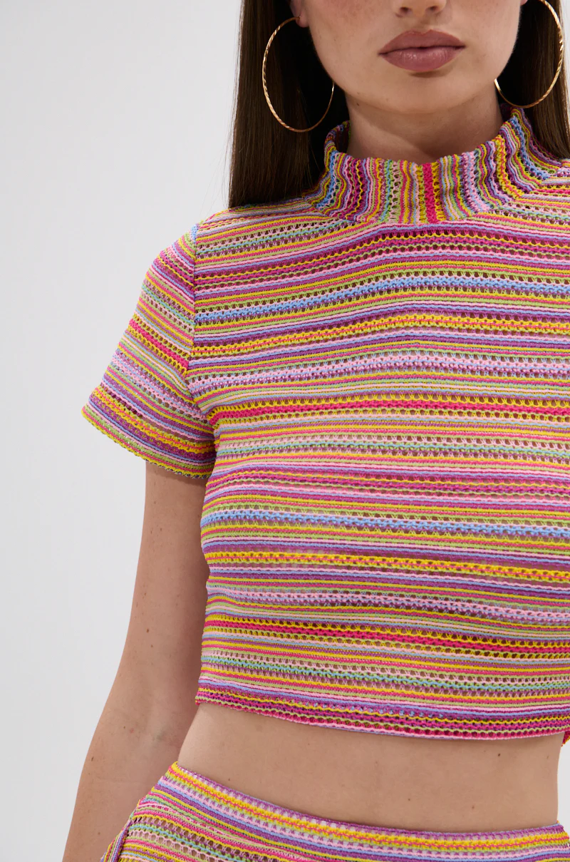 MORNING SHINE CROCHET SHORT SLEEVE CROP TOP - Image 9