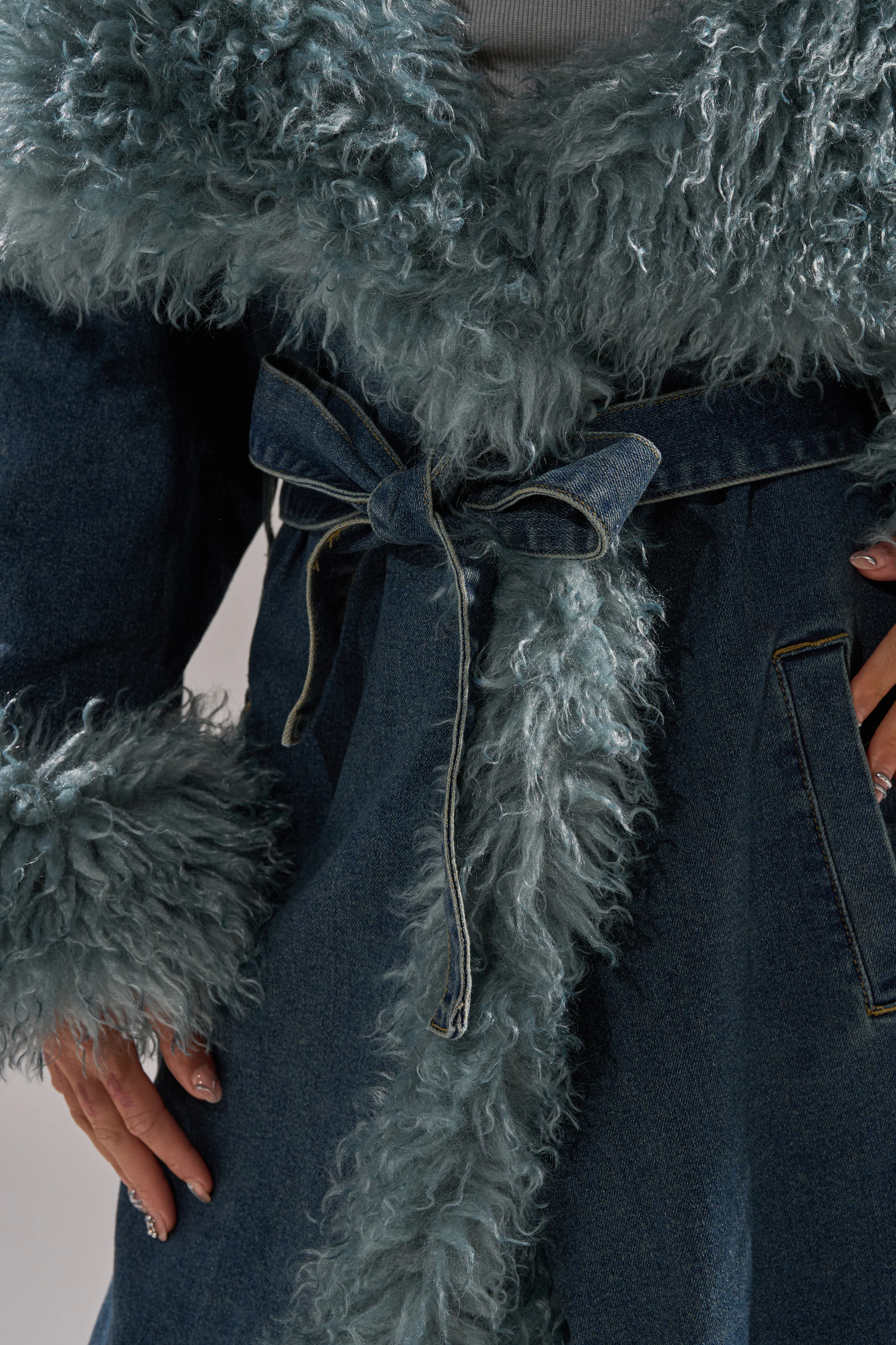 MOXIE FUR TRIM DENIM TRENCH - Image 10