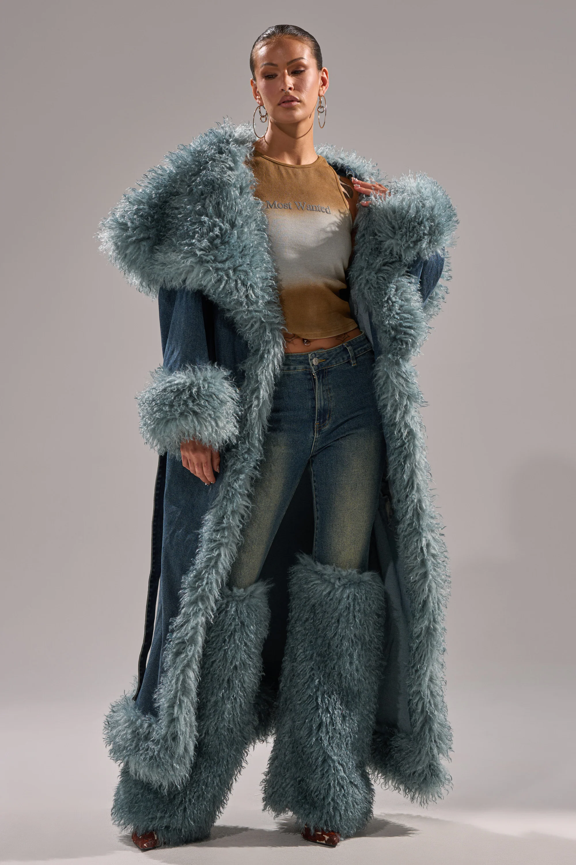 MOXIE FUR TRIM DENIM TRENCH - Image 2