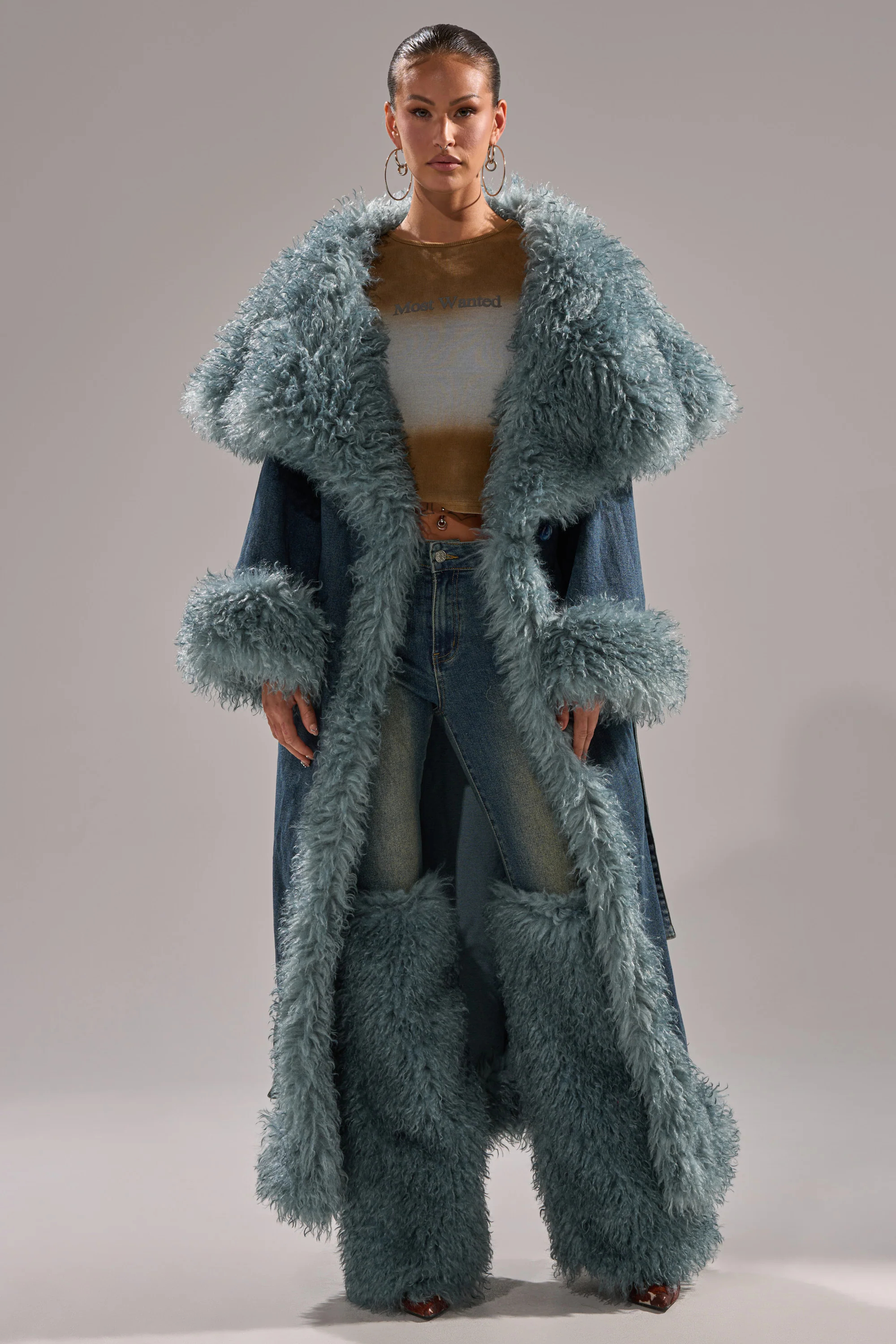 MOXIE FUR TRIM DENIM TRENCH - Image 3