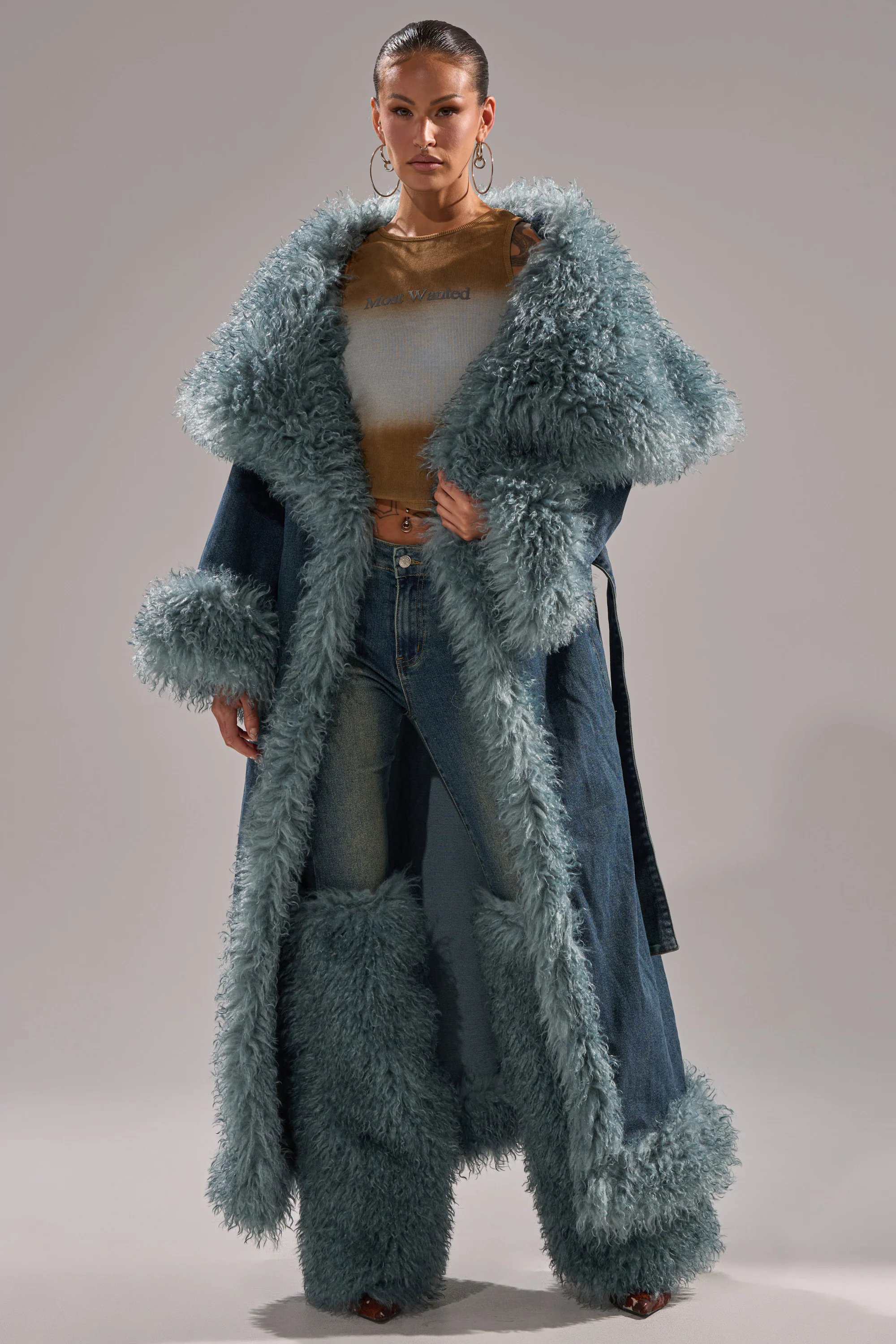 MOXIE FUR TRIM DENIM TRENCH - Image 7