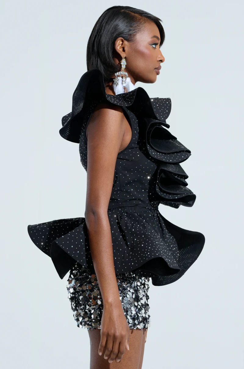 MS FASHIONISTA SLEEVELESS RHINESTONE BLOUSE - Image 3