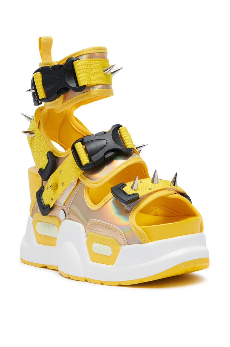 MULBERRY YELLOW SPIKEY FLATFORM SANDAL - Image 4