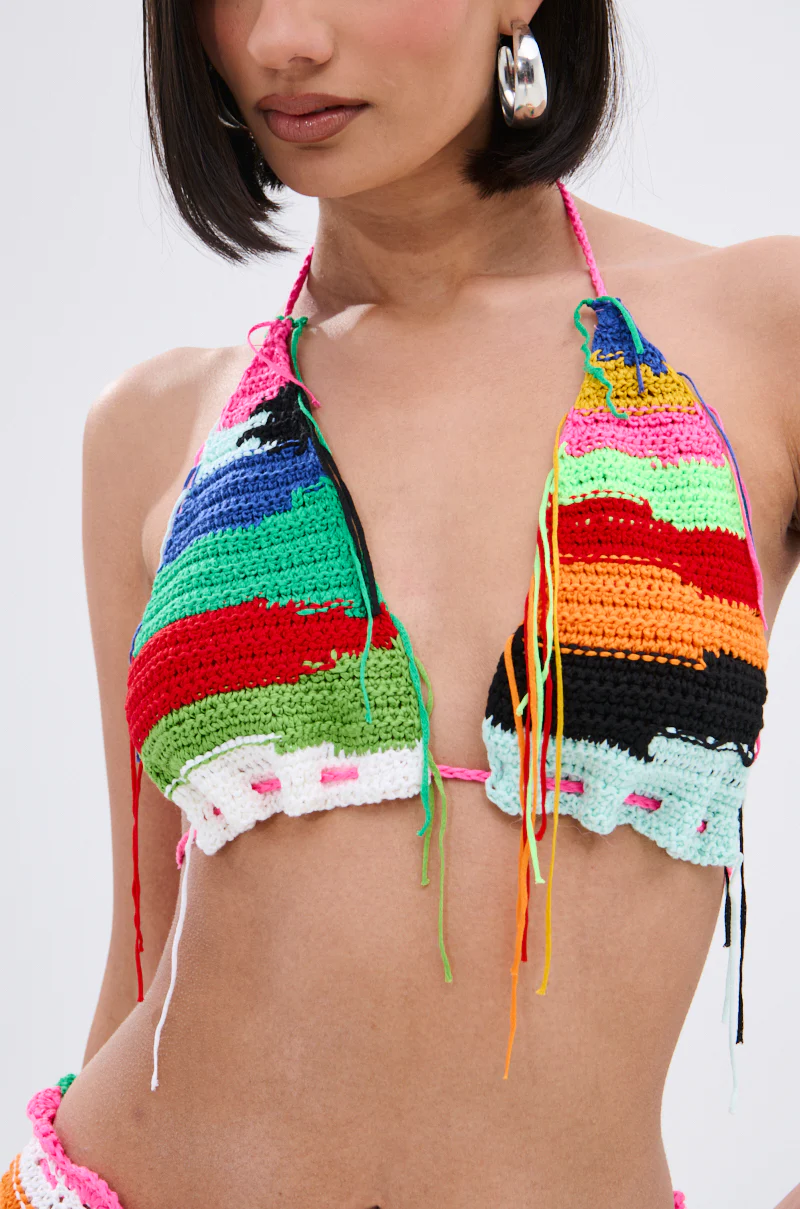 MULTI COLORED HEART CROCHET BRA TOP - Image 8