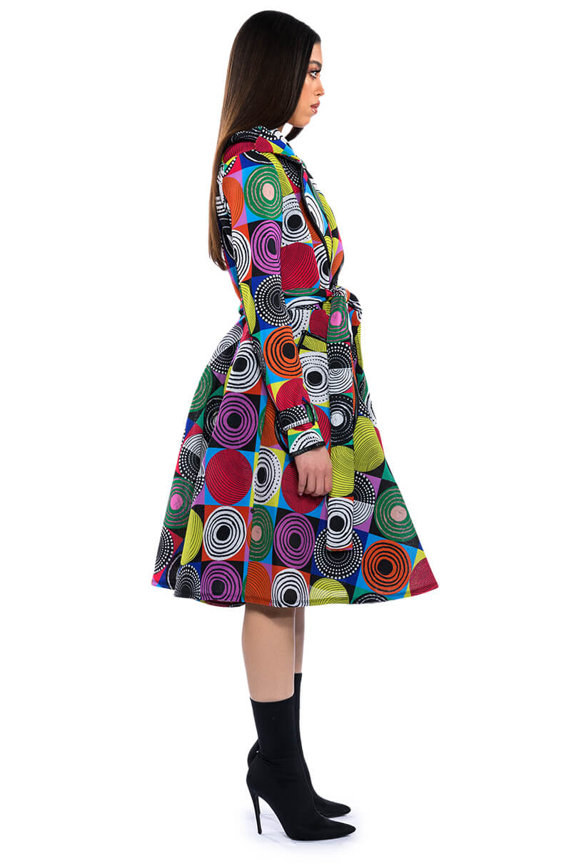 MULTI GEO PRINT TRENCH JACKET - Image 3