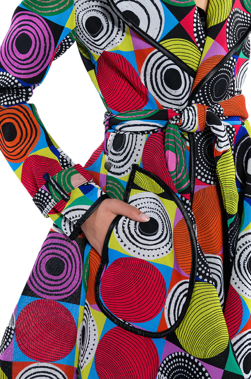 MULTI GEO PRINT TRENCH JACKET - Image 5