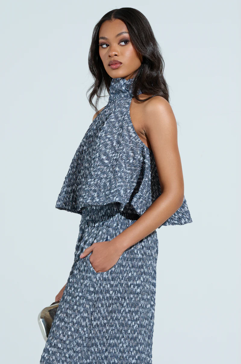 MULTI TEXTURED SLEEVELESS PEPLUM TOP - Image 3