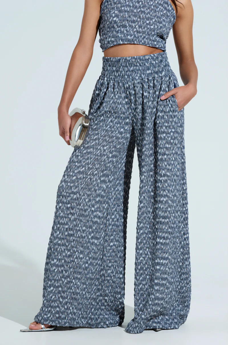 MULTI TEXTURED WIDE LEG PALAZZO PANT - Image 2