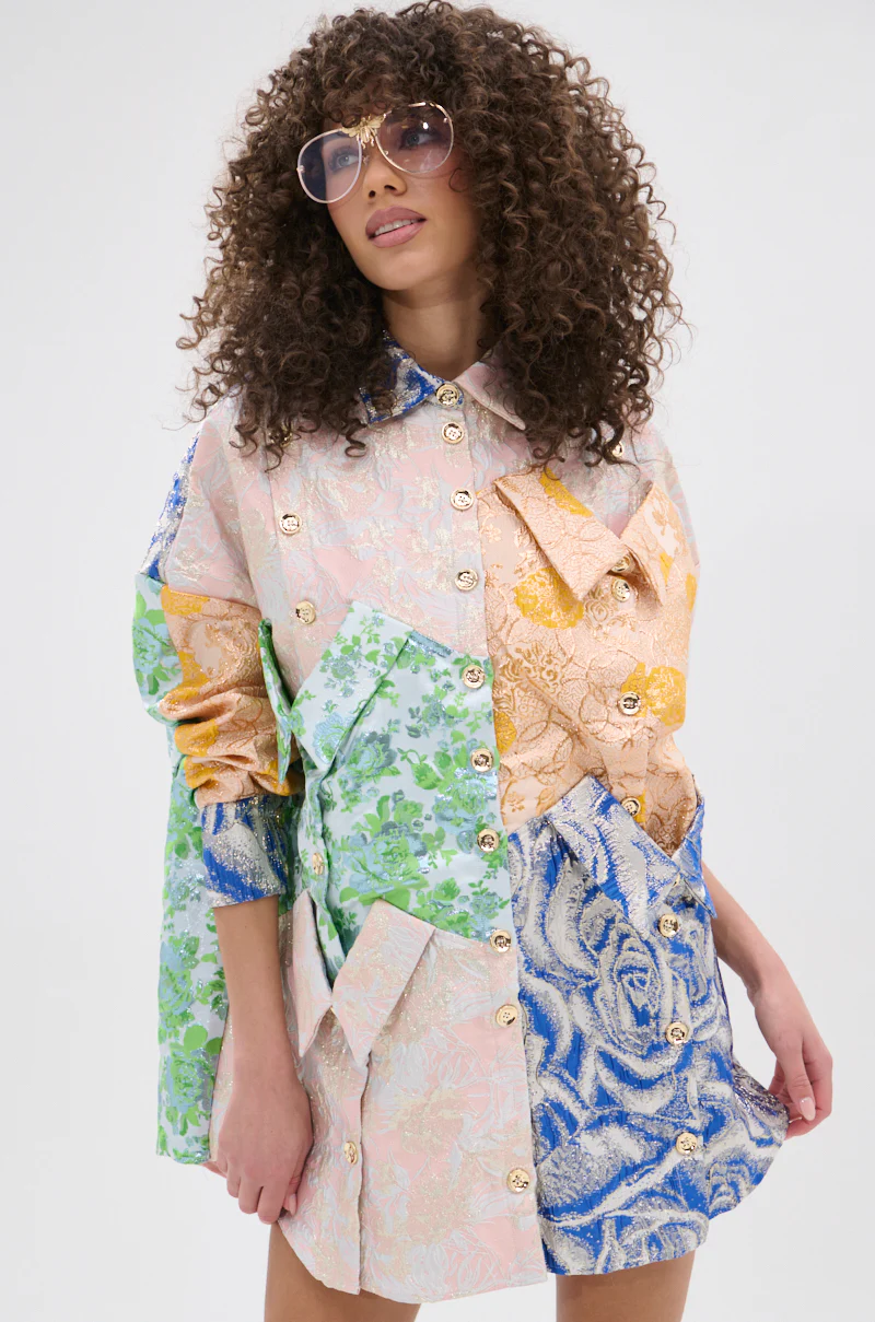 MY GIRLFRIENDS SHIRT BROCADE MINI DRESS - Image 2