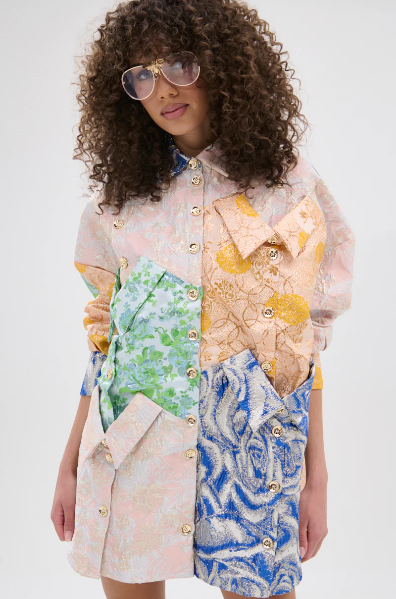 MY GIRLFRIENDS SHIRT BROCADE MINI DRESS - Image 3