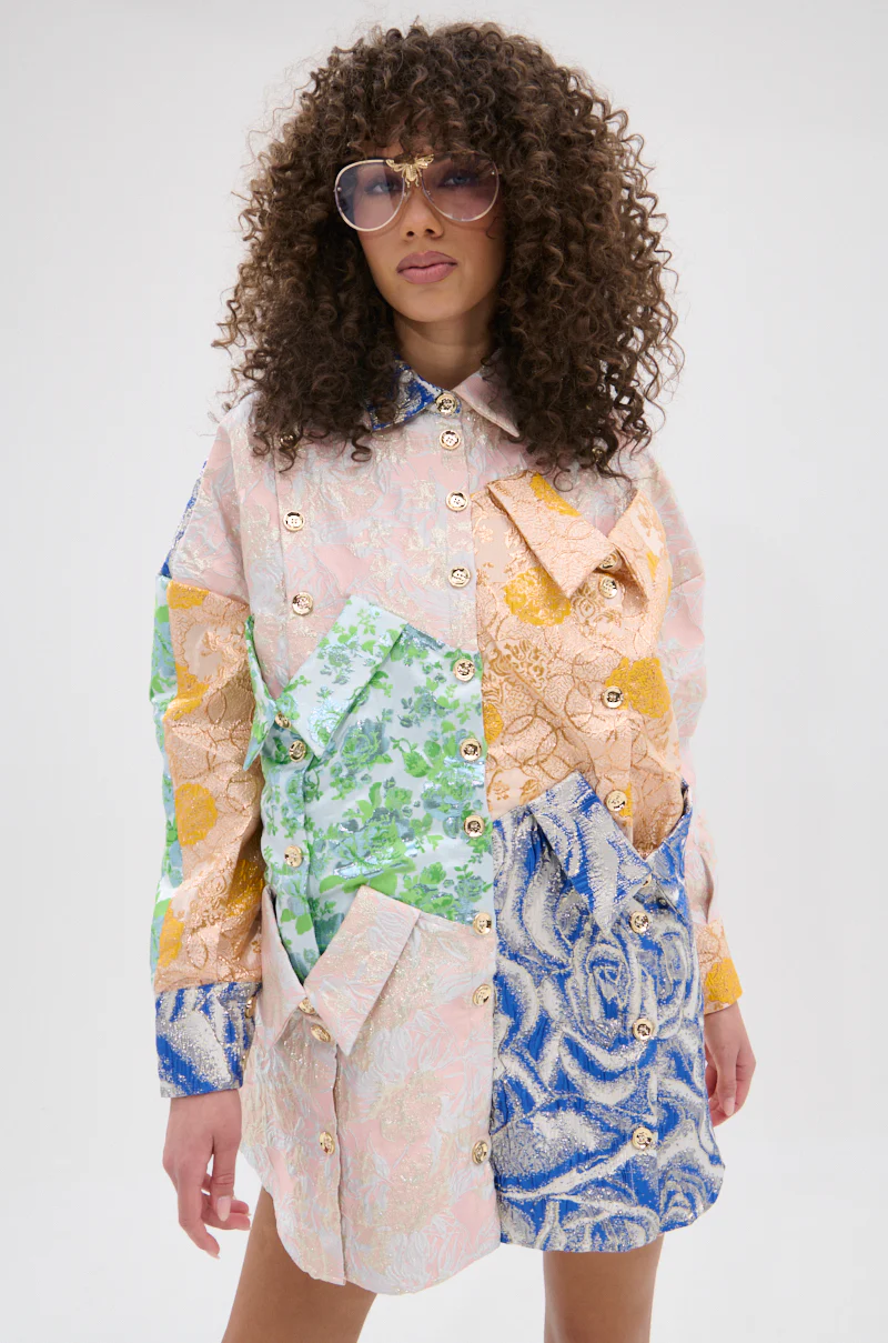MY GIRLFRIENDS SHIRT BROCADE MINI DRESS - Image 4