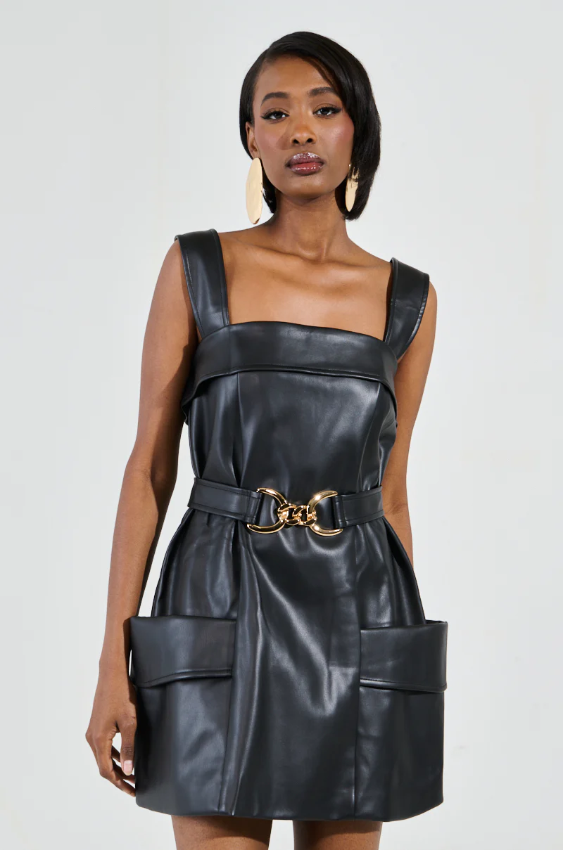 MY MOMENT PU EMBELLISHED MINI DRESS - Image 3