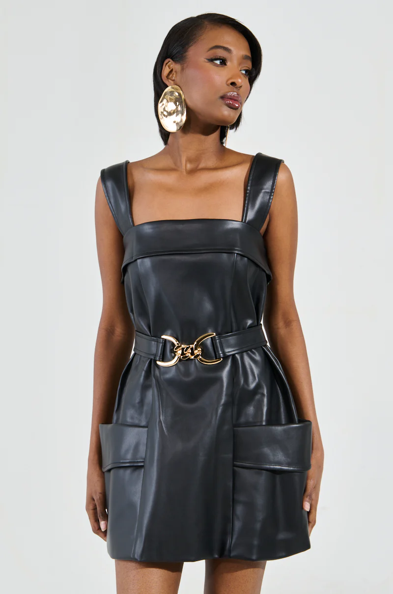 MY MOMENT PU EMBELLISHED MINI DRESS - Image 4