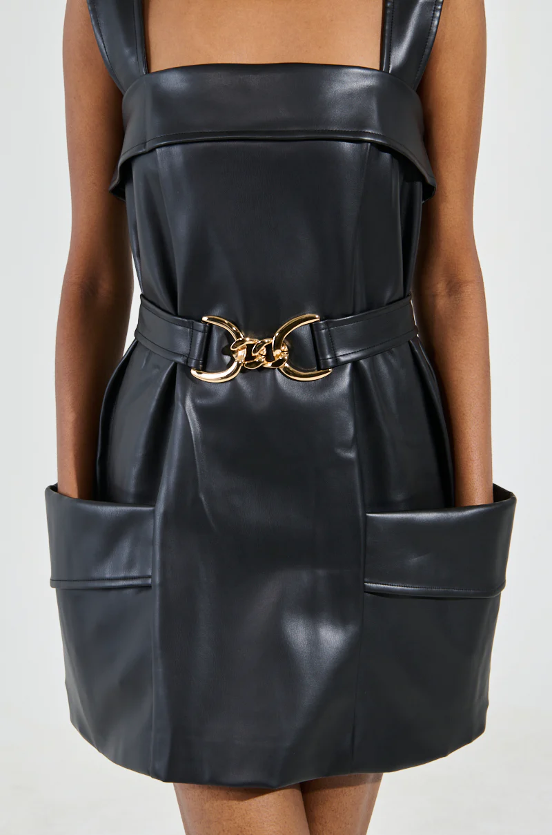 MY MOMENT PU EMBELLISHED MINI DRESS - Image 8
