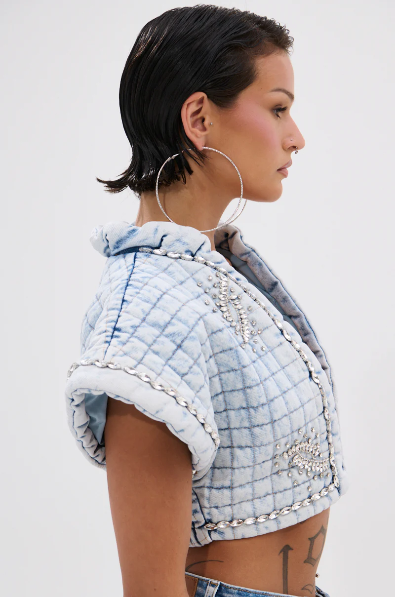 MY OWN ENERGY CROP DENIM BLOUSE - Image 3