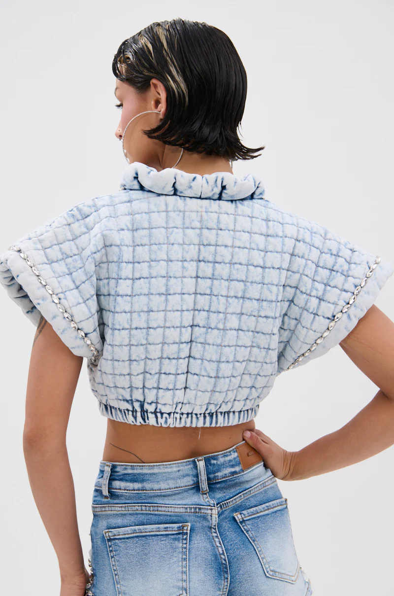 MY OWN ENERGY CROP DENIM BLOUSE - Image 4
