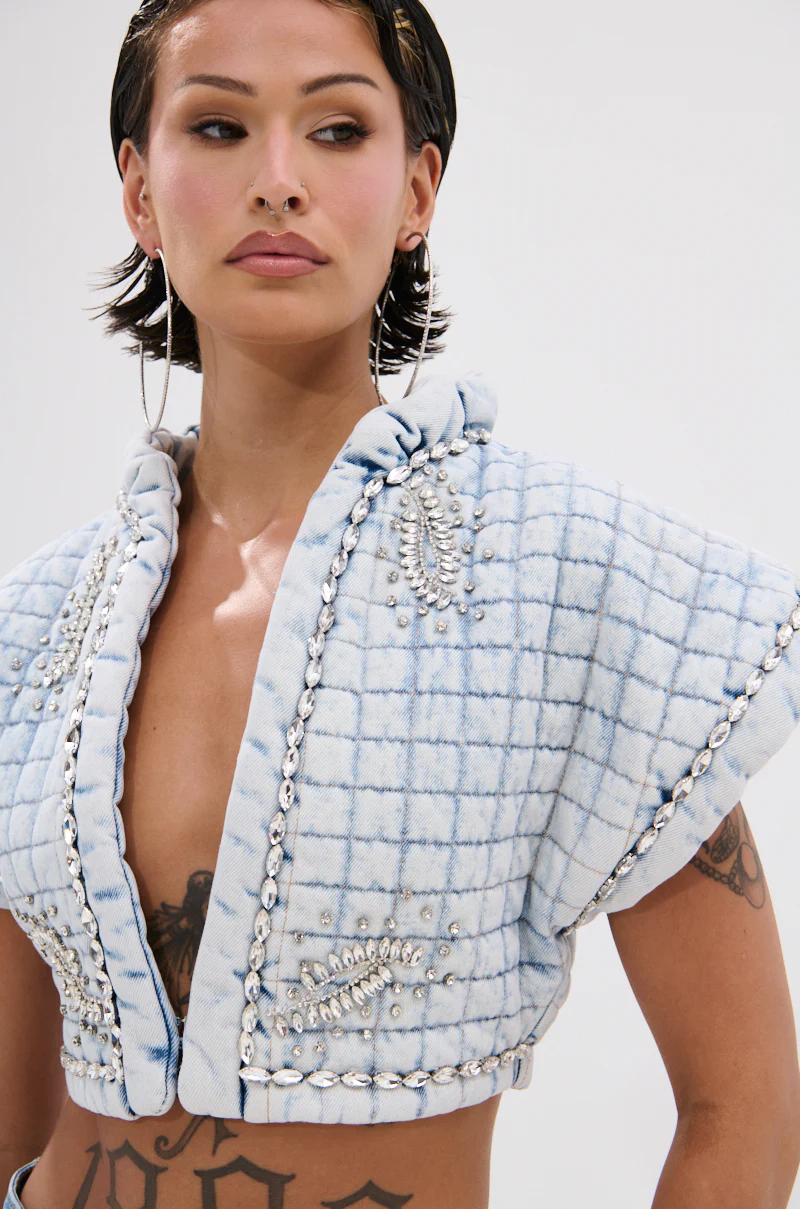 MY OWN ENERGY CROP DENIM BLOUSE - Image 8