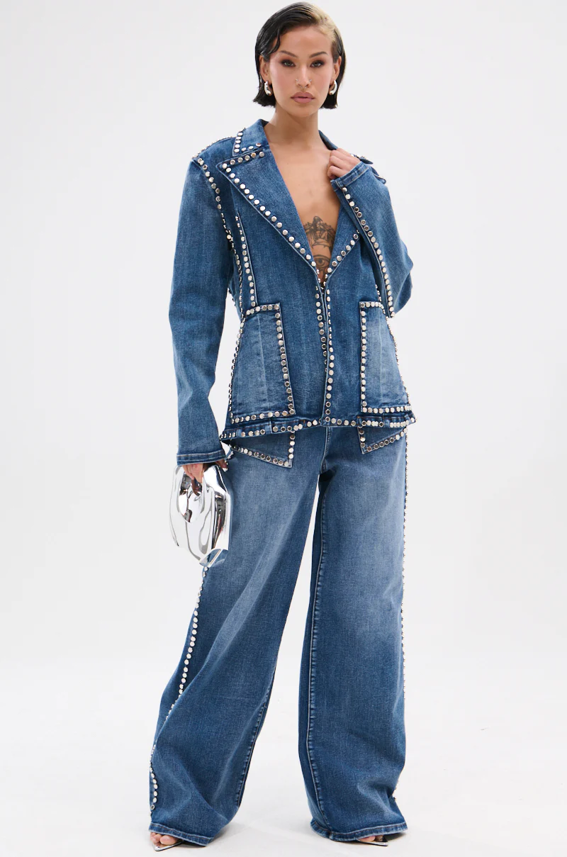 MY OWN THING STUDDED DENIM BLAZER - Image 7