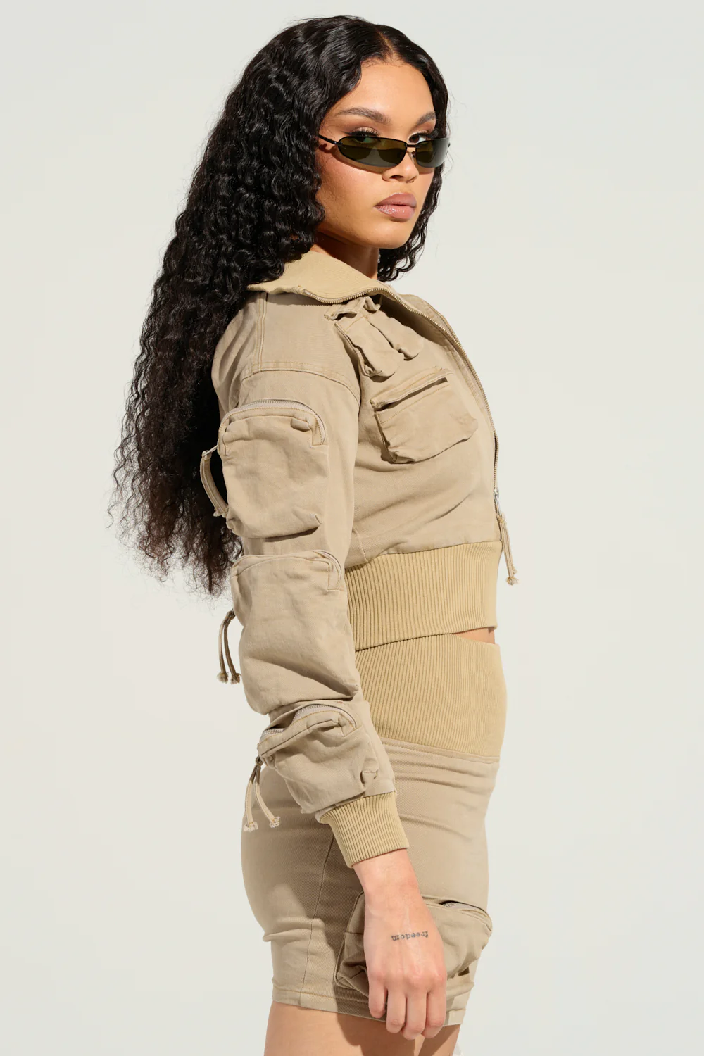 MY POCKETS DEEPER THAN YOURS BOMBER IN TAUPE - Image 3