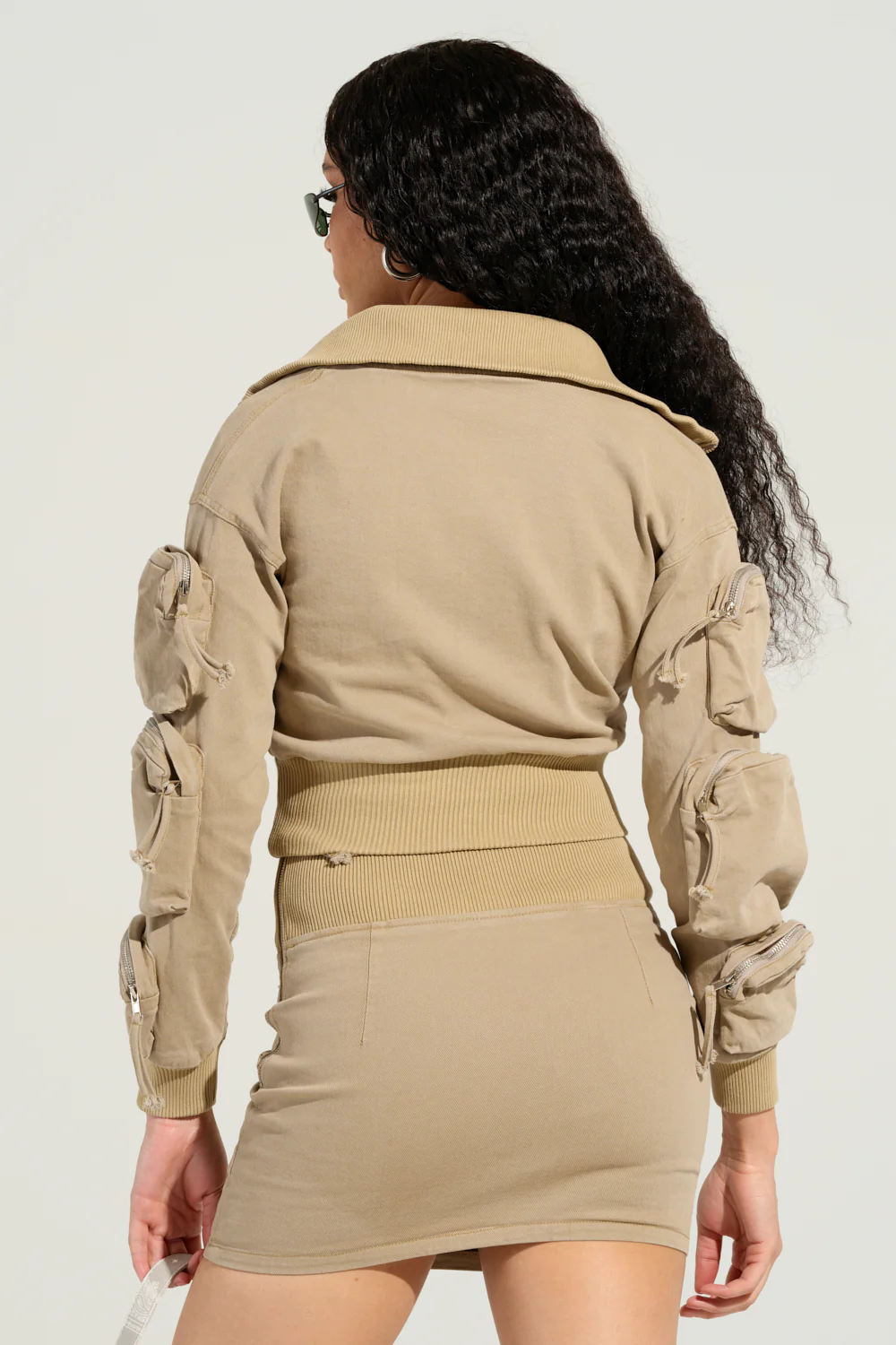 MY POCKETS DEEPER THAN YOURS BOMBER IN TAUPE - Image 4