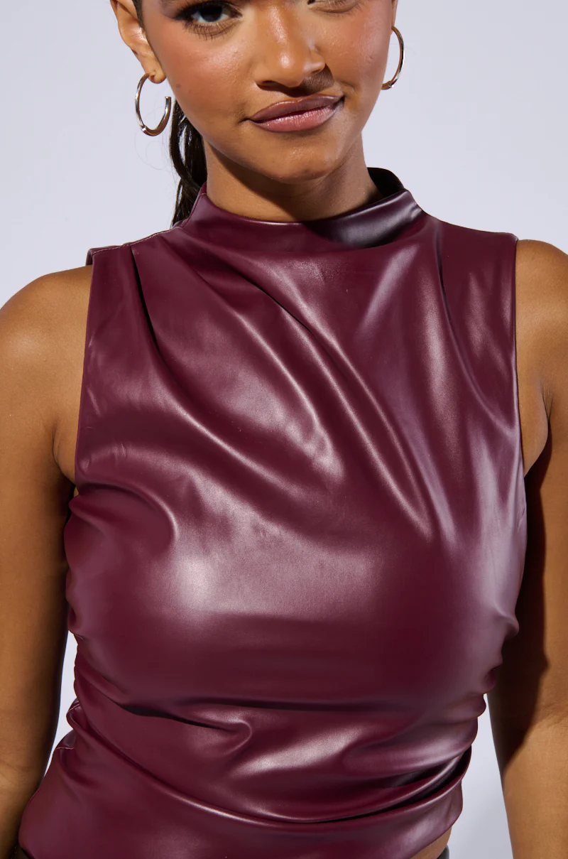 NADIA FAUX LEATHER TANK IN BURGUNDY - Image 8