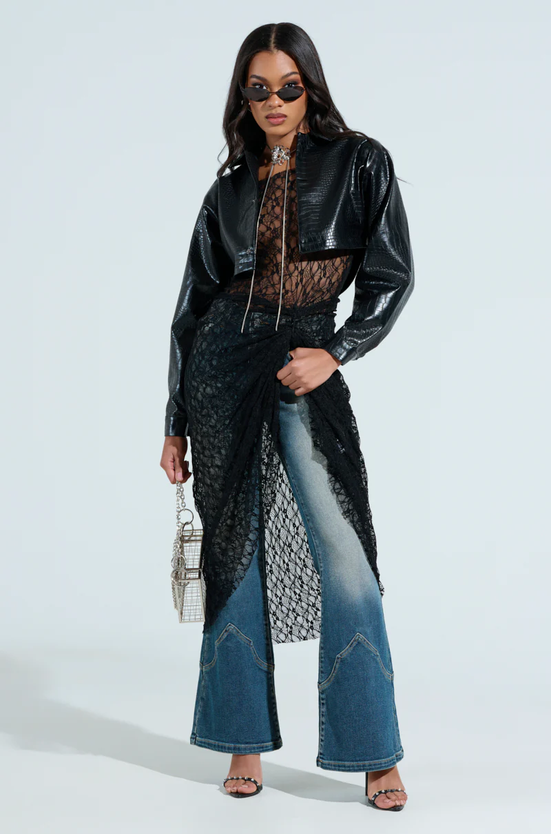 NATALIA CROCODILE PU BUTTON DOWN SHIRT - Image 7