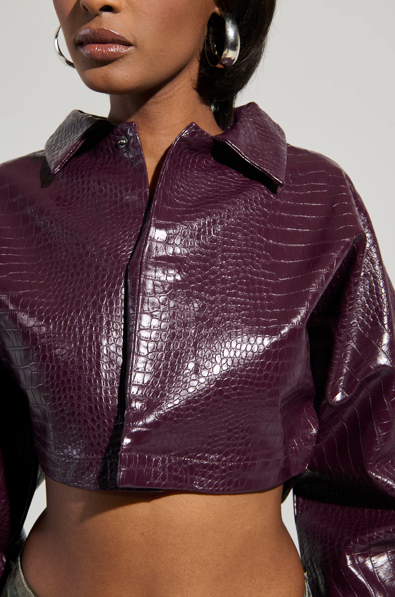 NATALIA CROCODILE PU BUTTON DOWN SHIRT - Image 7
