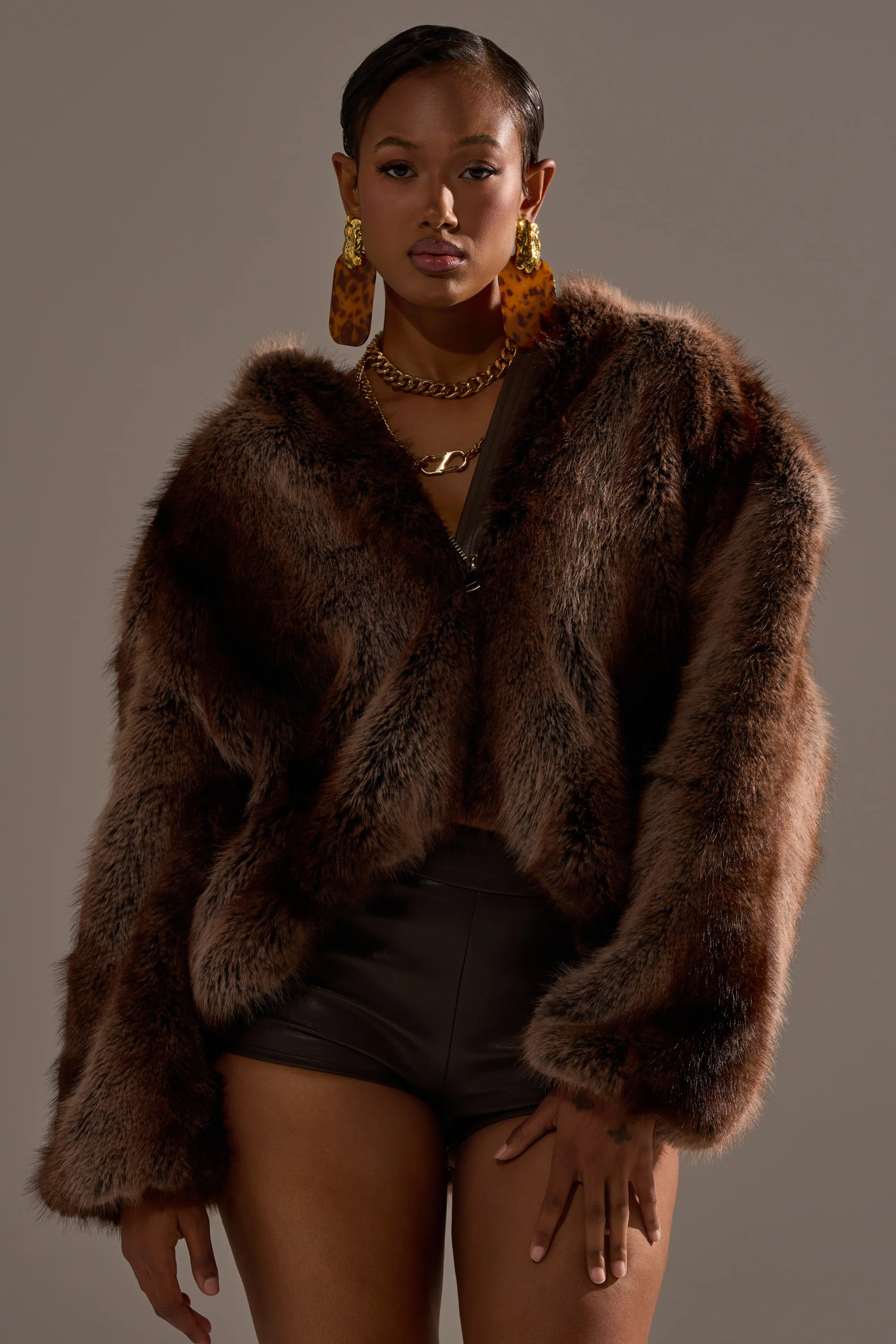 NATURAL INSTINCTS HOODED FUR BOMBER - Image 4