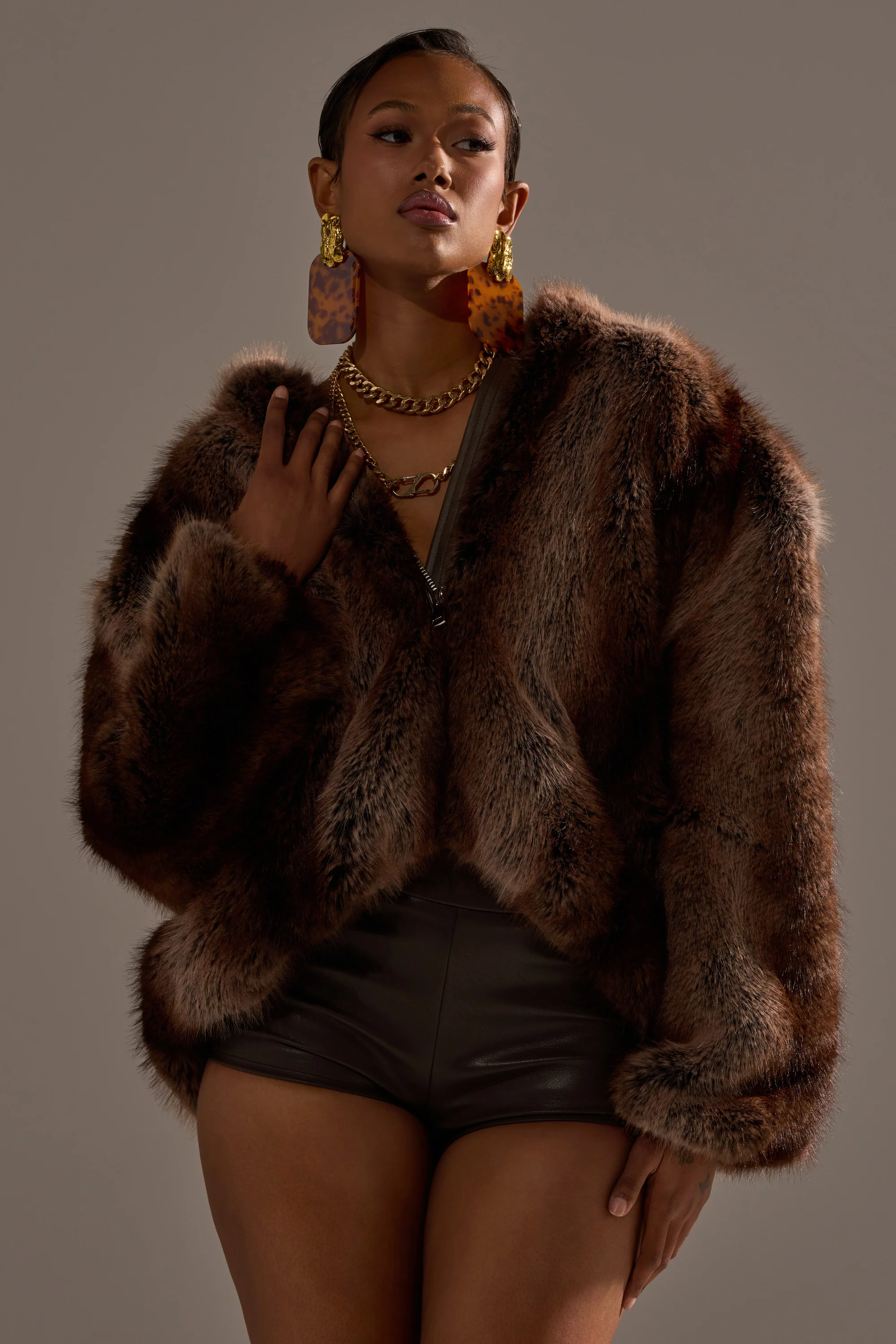 NATURAL INSTINCTS HOODED FUR BOMBER - Image 5