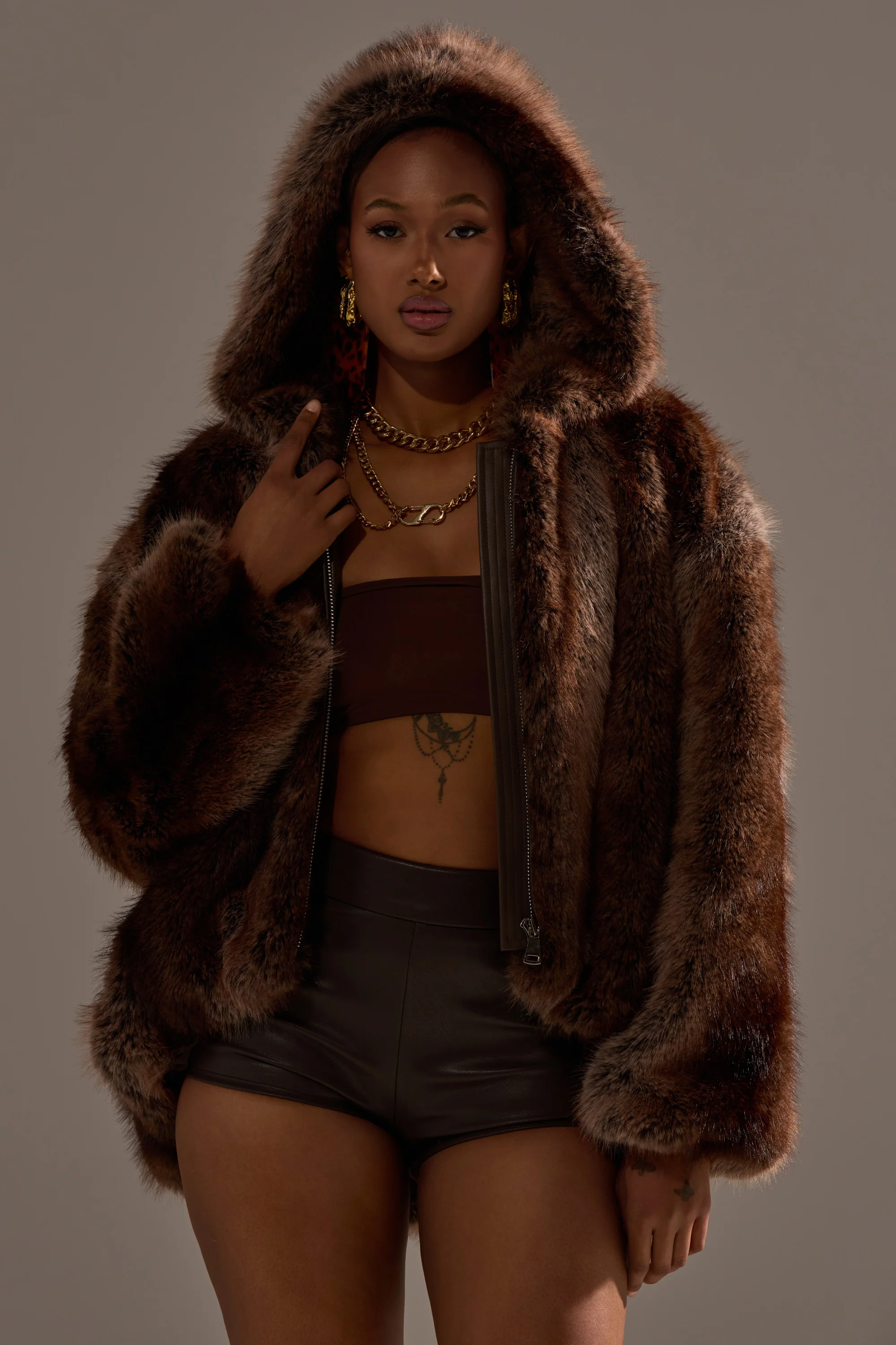 NATURAL INSTINCTS HOODED FUR BOMBER - Image 6