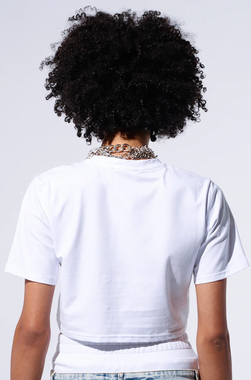 NEVER ALONE TEE WITH DENIM PATCH - Image 4