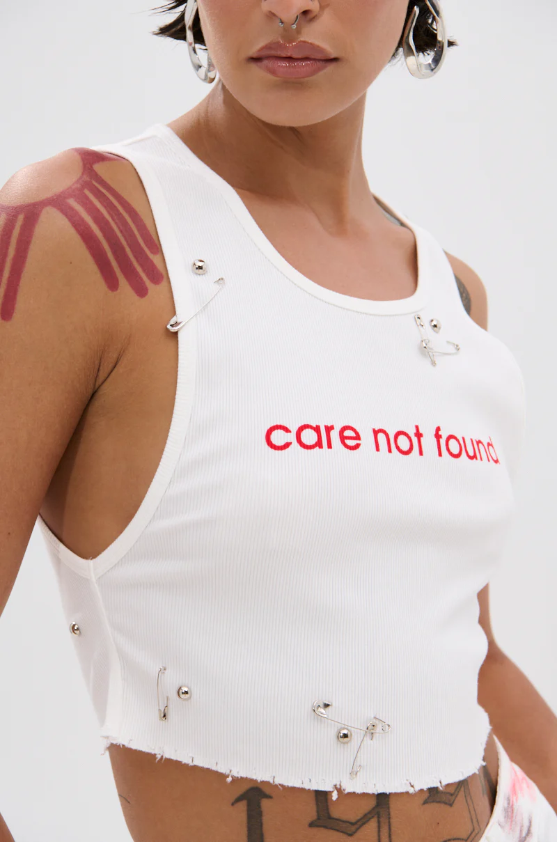 NEVER CARED DISTRESSED CROPPED TANK TOP - Image 6