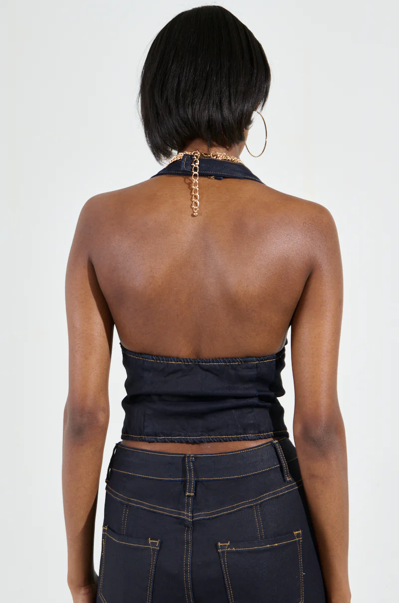 NEVER CHANGE UP WAX EFFECT JEAN TOP - Image 6