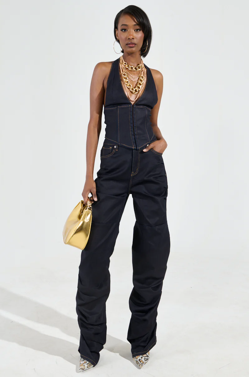 NEVER CHANGE UP WAX EFFECT JEAN TOP - Image 8
