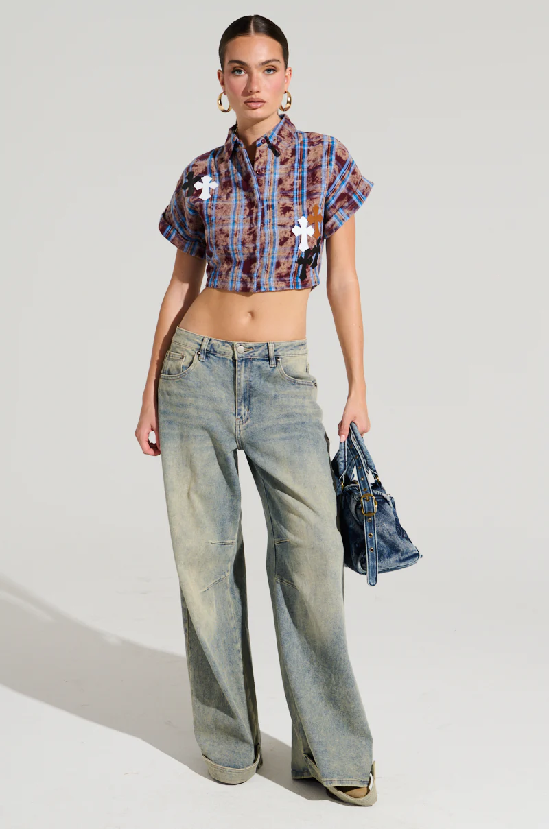 NEVER CROSS ME PLAID SHORT SLEEVE BUTTON DOWN - Image 6