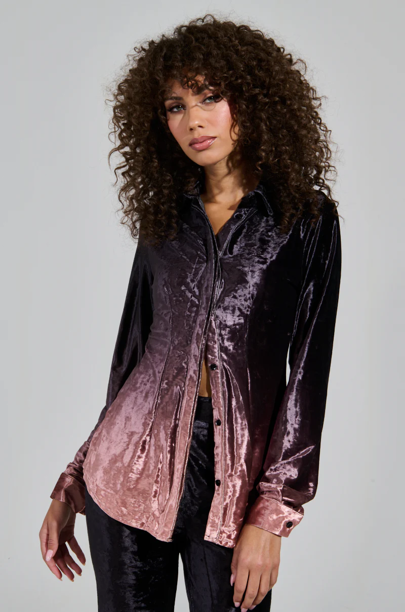 NEVER SWITCH UP OMBRE BUTTON DOWN BLOUSE IN BLACK - Image 2