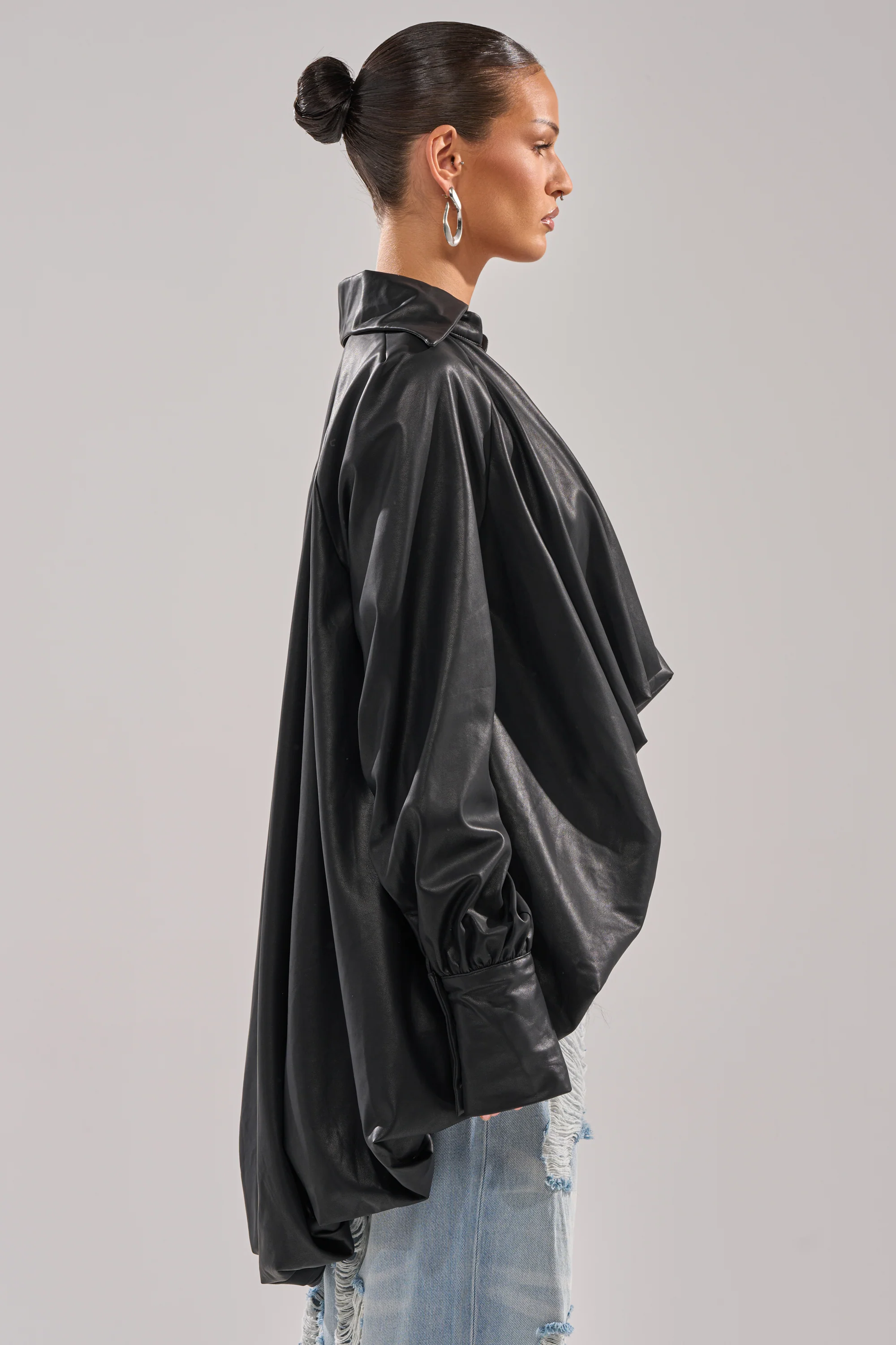 NEW ATTITUDE FAUX LEATHER HI-LOW BLOUSE - Image 4