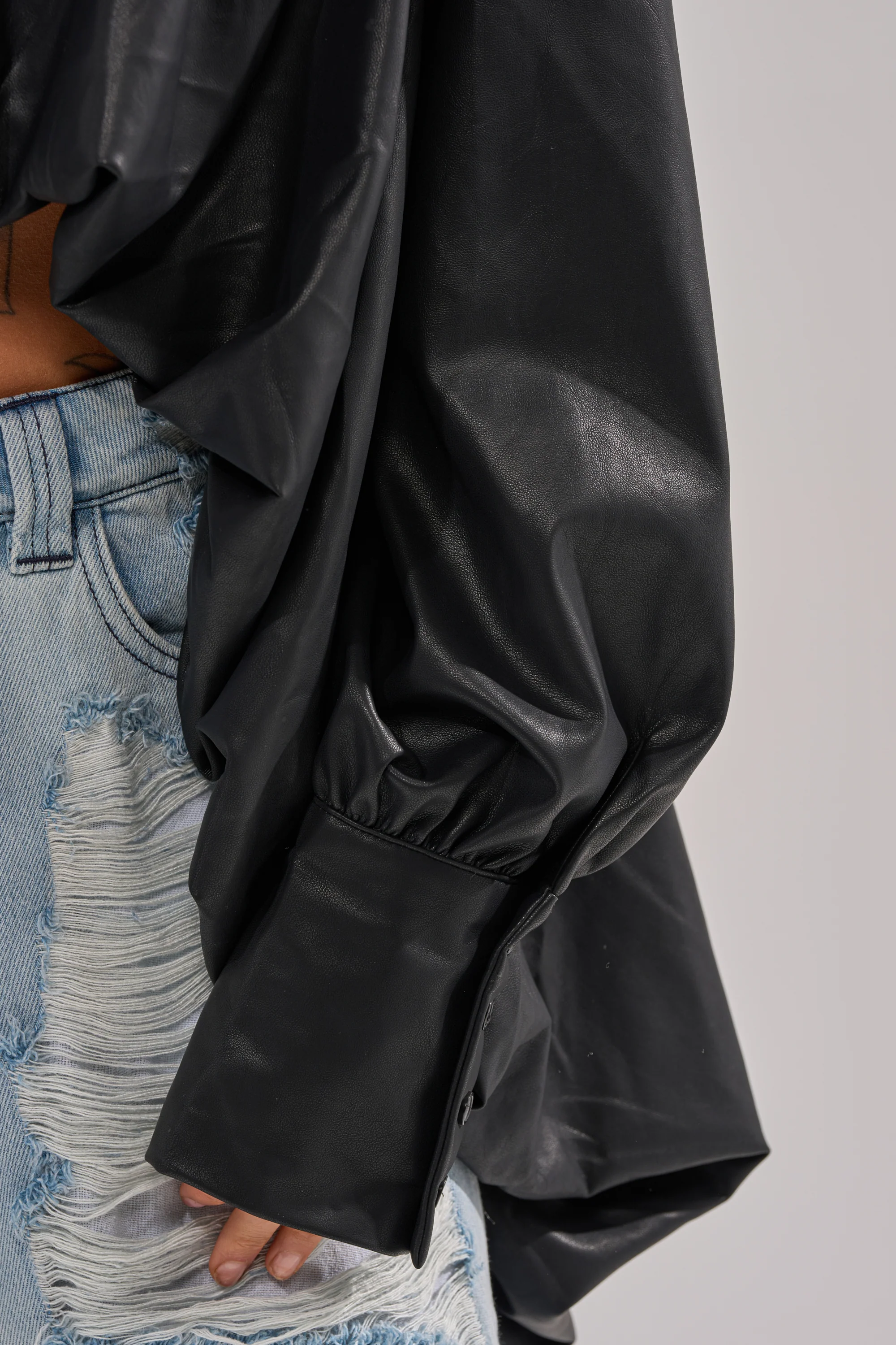 NEW ATTITUDE FAUX LEATHER HI-LOW BLOUSE - Image 8