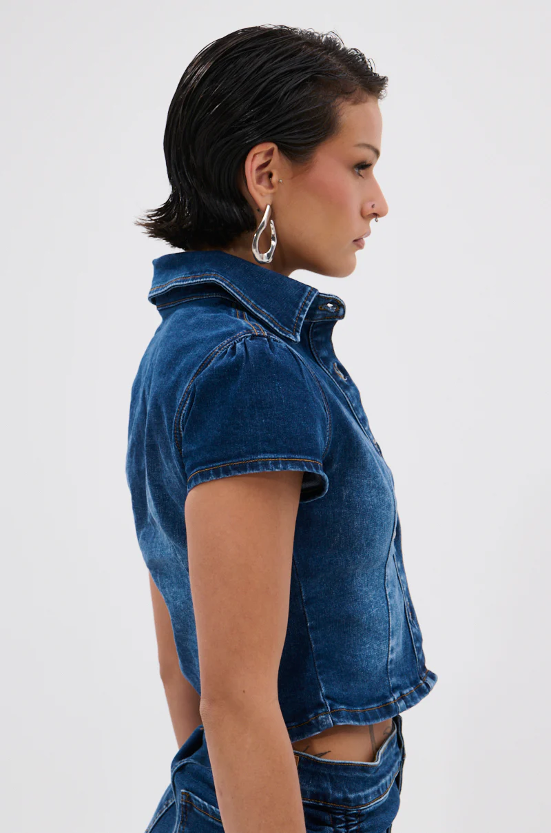 NEW CANADIAN TUX CROPPED SHORT SLEEVE BUTTON DOWN - Image 3
