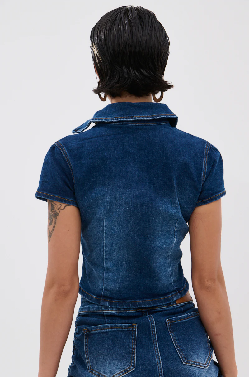 NEW CANADIAN TUX CROPPED SHORT SLEEVE BUTTON DOWN - Image 4
