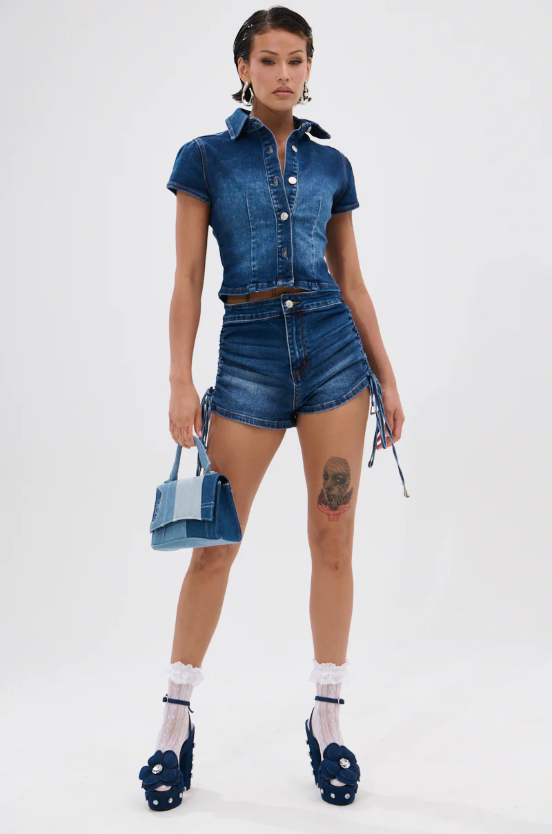 NEW CANADIAN TUX CROPPED SHORT SLEEVE BUTTON DOWN - Image 5