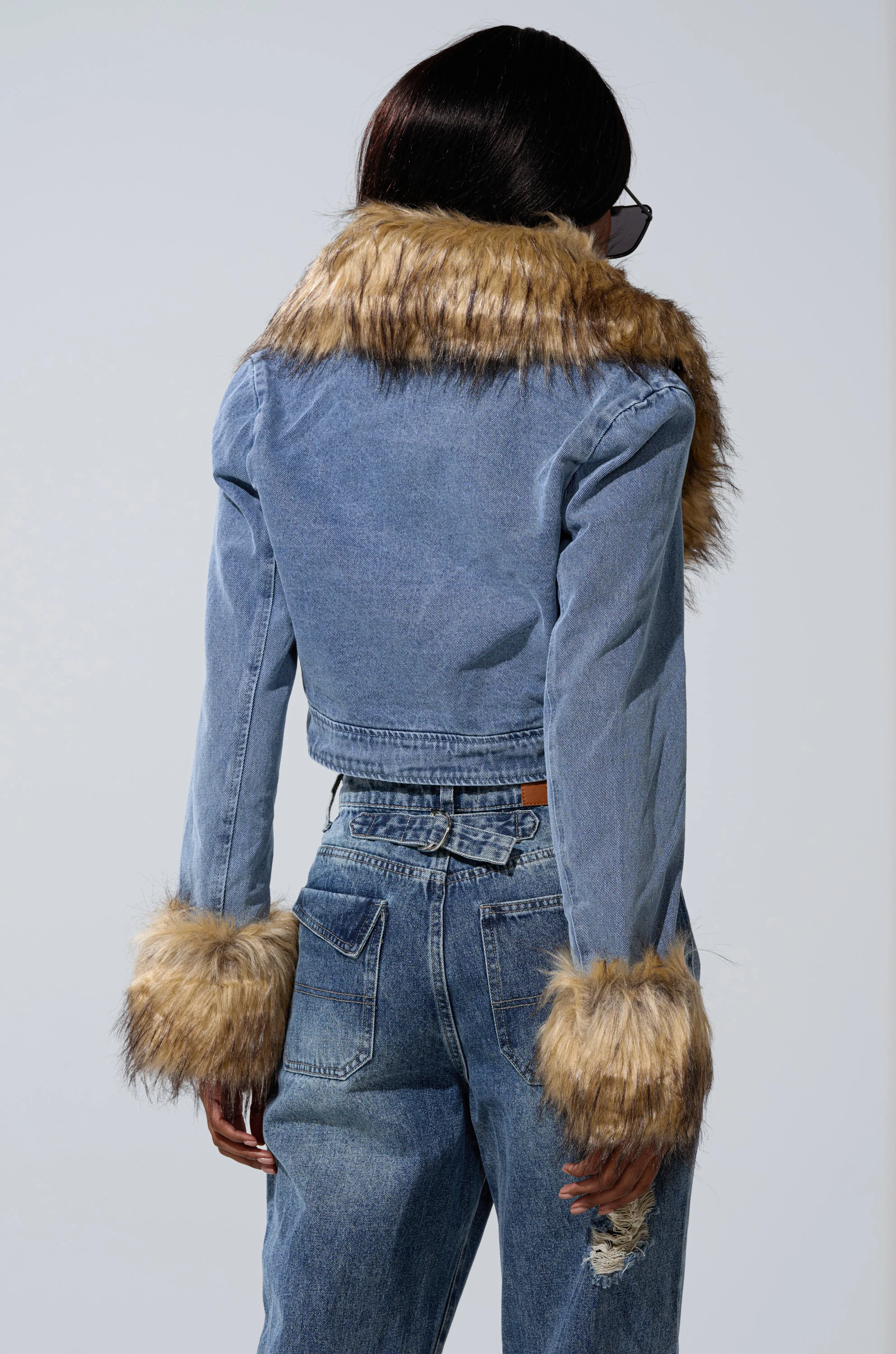NEW GISELE CROPPED FUR TRIM JACKET - Image 7