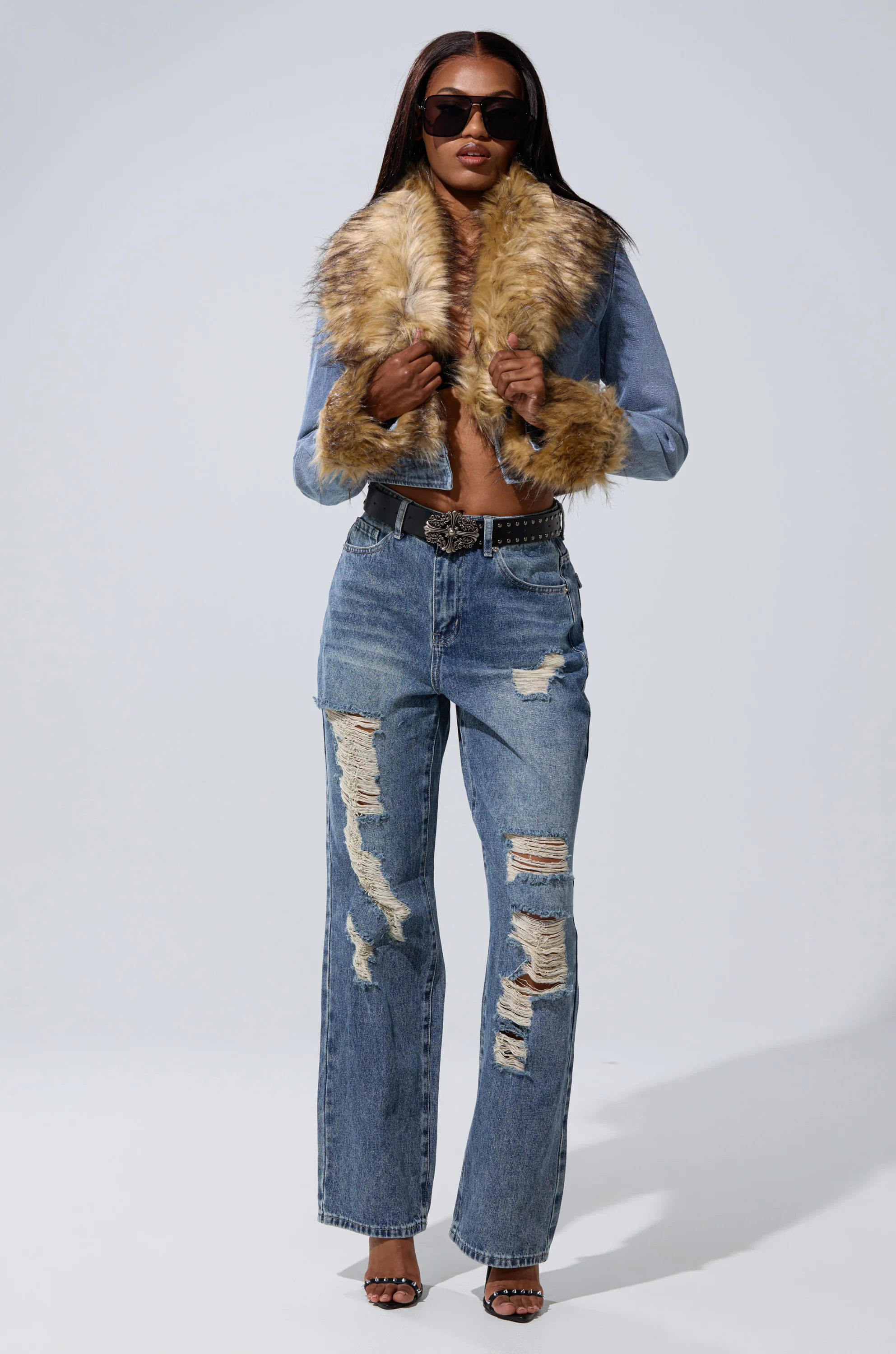 NEW GISELE CROPPED FUR TRIM JACKET - Image 8