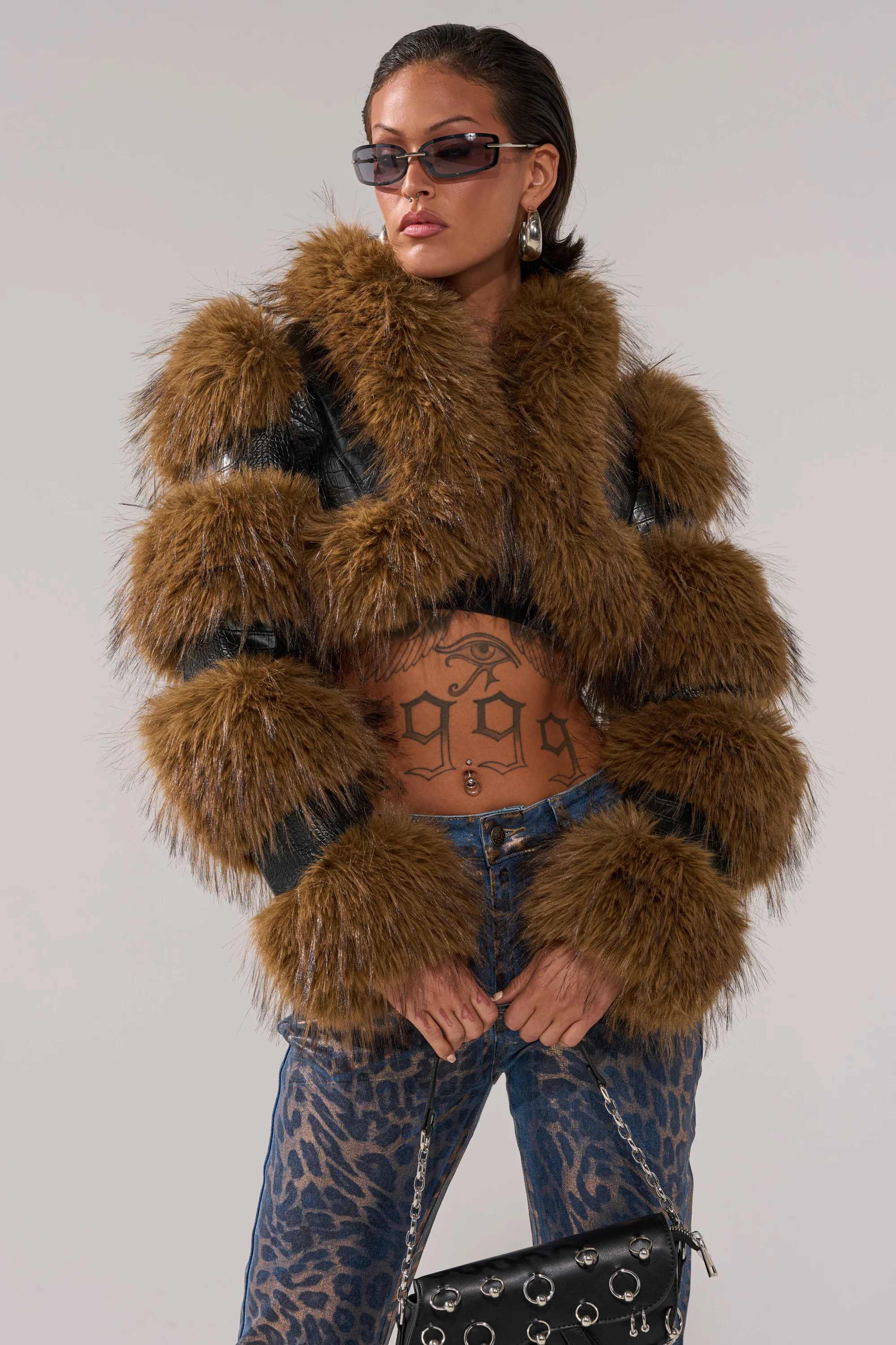 NEW LOVERGIRL ULTRA CROP FUR TRIM MOTO - Image 4