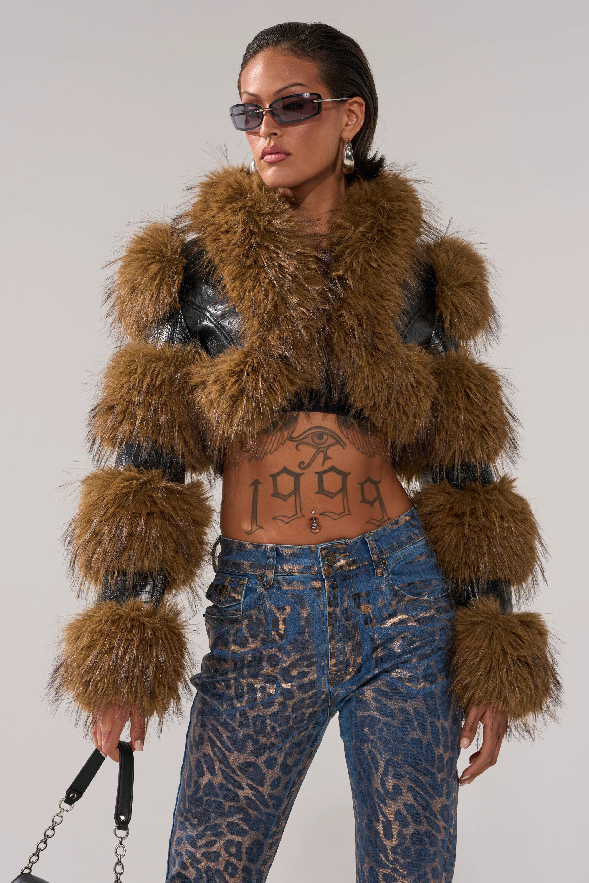 NEW LOVERGIRL ULTRA CROP FUR TRIM MOTO - Image 5