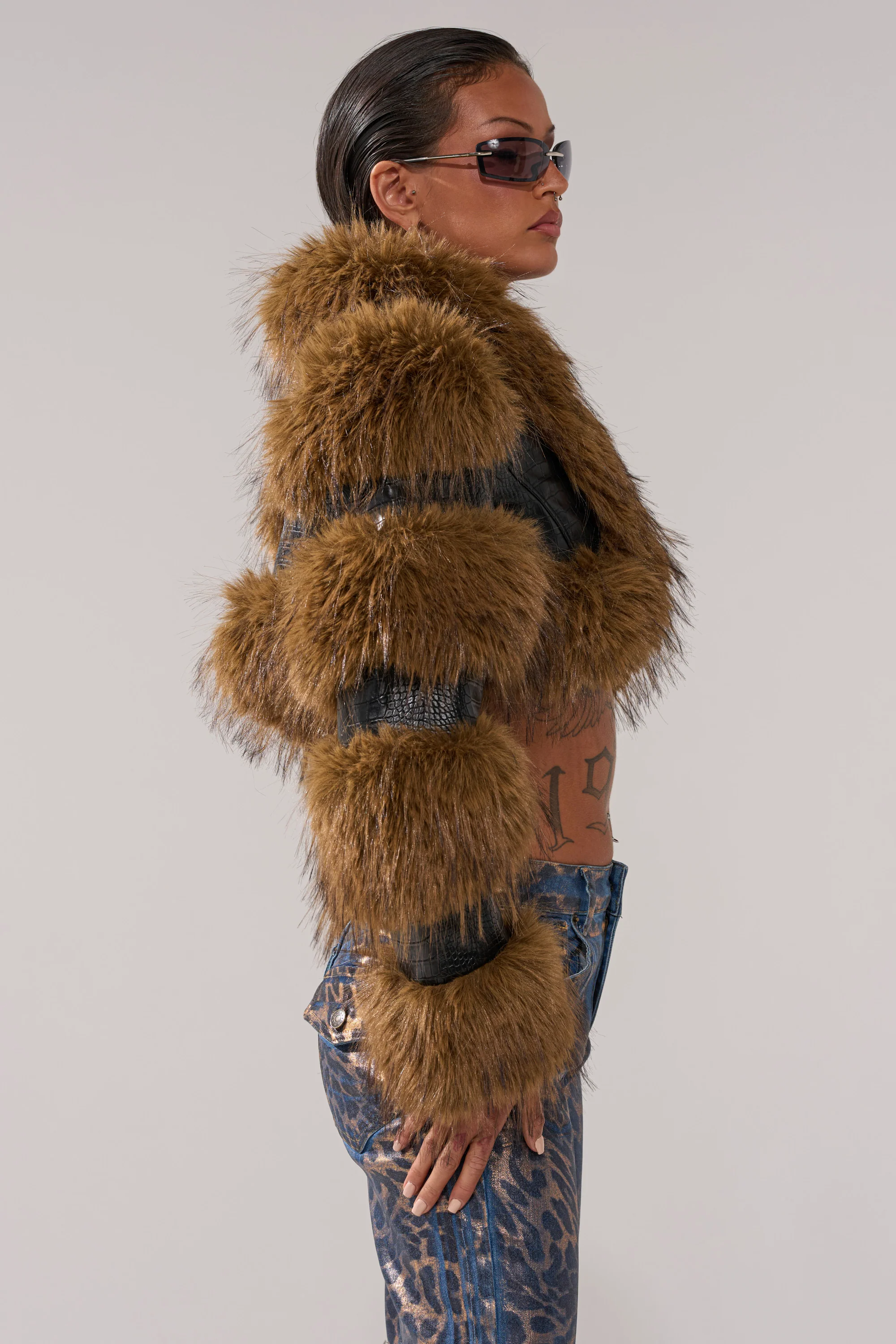 NEW LOVERGIRL ULTRA CROP FUR TRIM MOTO - Image 6